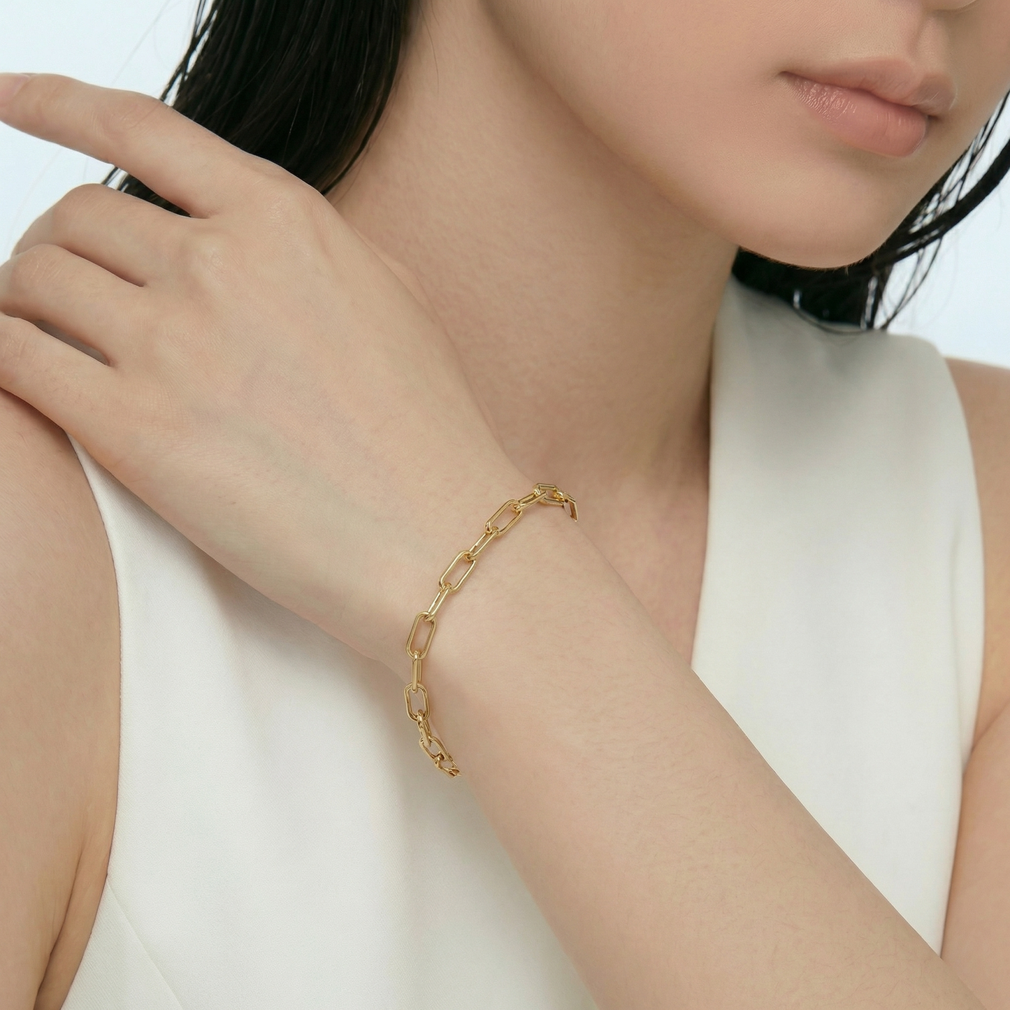 オーバルラインブレスレット プティ｜K18 YG ブレスレット