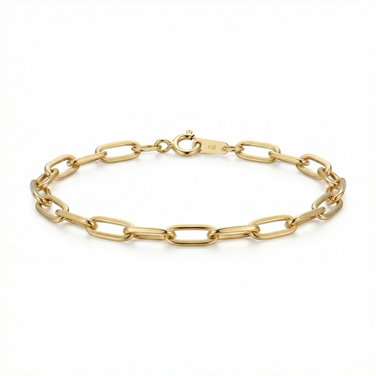 オーバルラインブレスレット プティ｜K18 YG ブレスレット